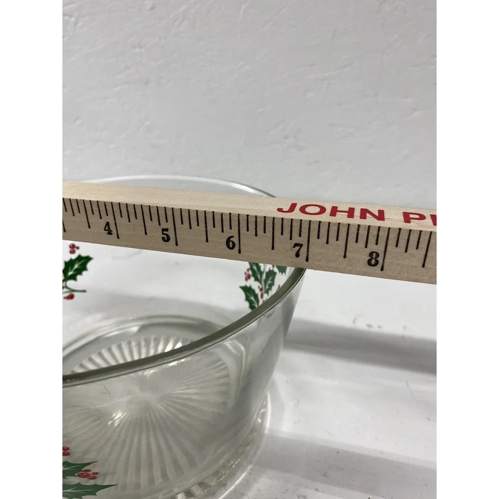 Vintage Retro Christmas Indiana Glass Holly & Berries Serving Bowl Snack Bowl‎